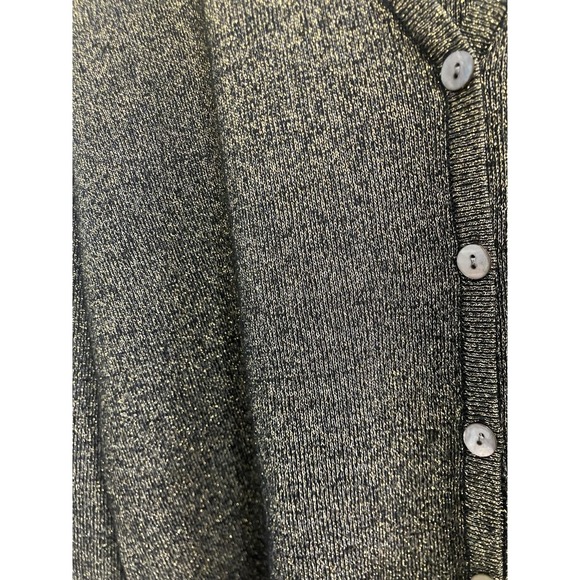 RARE‎ VTG Karen Scott Cardigan Sweater Black &Gold Metallic NYE NIGHT OUT PARTY - Picture 2 of 9